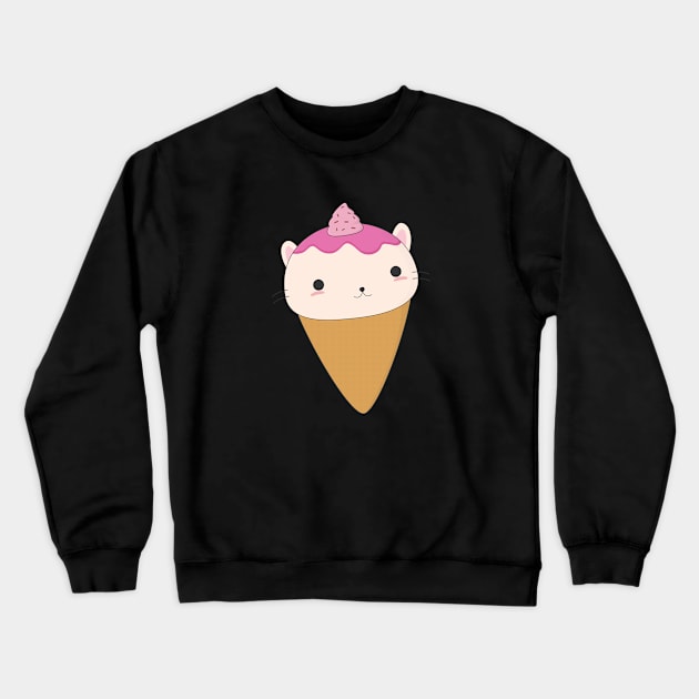 Kawaii Cat Ice Cream Cone T-Shirt Crewneck Sweatshirt by happinessinatee